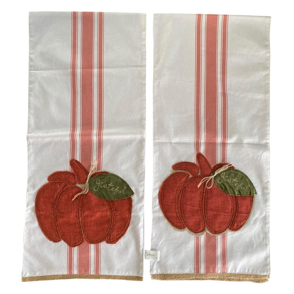 Splendid Home Embroidered Pumpkin Harvest Fall Table Runner 72" Length Set of 2